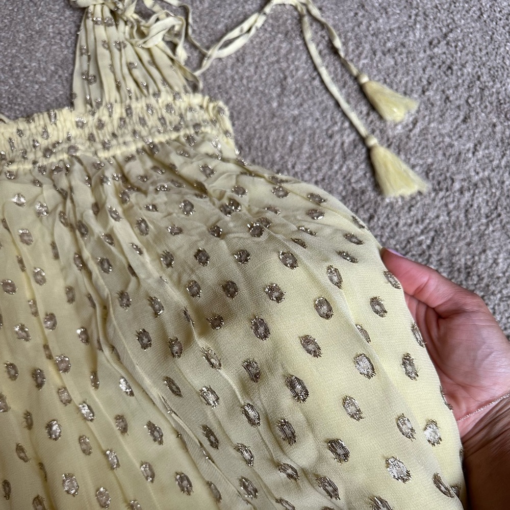 Vici Majestic Metallic Detailed Maxi Dress | Yellow | XS